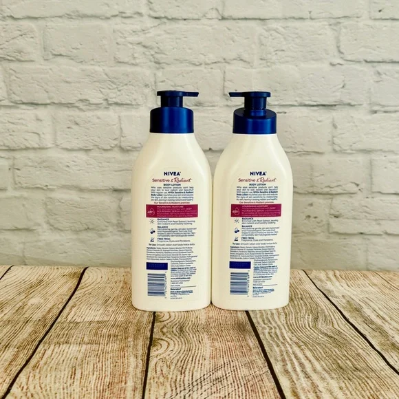 New Nivea Sensitive & Radiant Body Lotion LARGE Size LOT of 2 - Picture 2 of 2